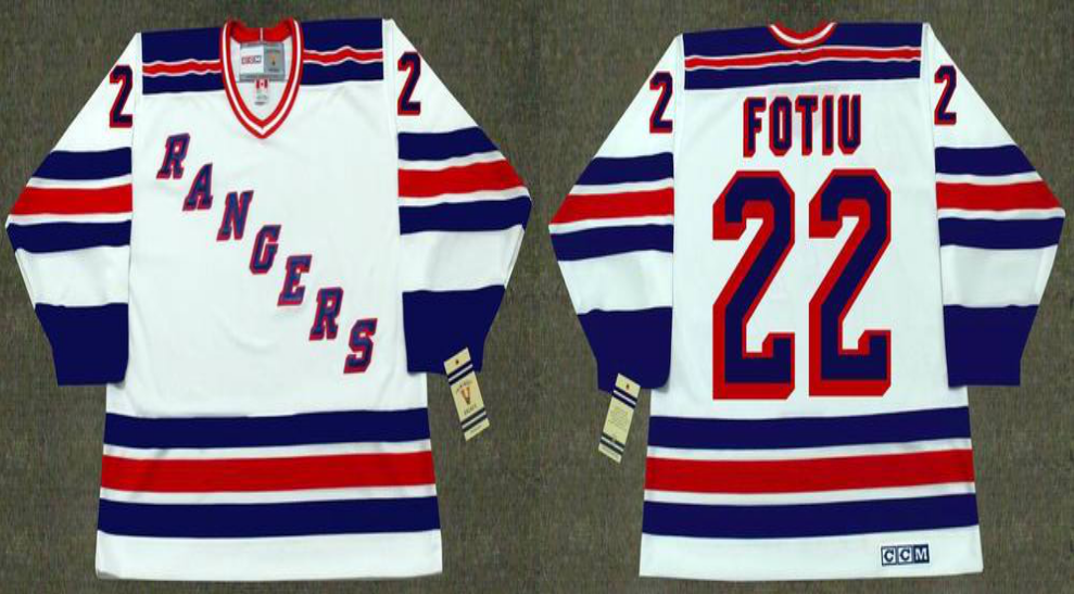 2019 Men New York Rangers #22 Fotiu white CCM NHL jerseys